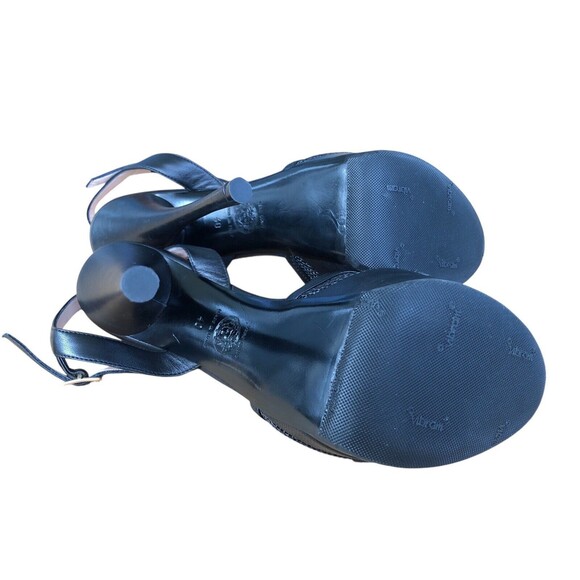 Versace Black Leather T-Strap Platform Sandals Size 40/9.5 US Nwot & No Box - Picture 5 of 10